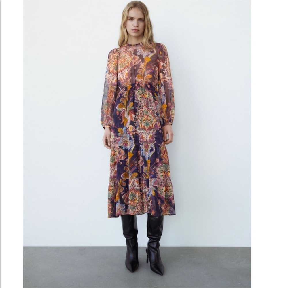 ZARA sheer midi dress